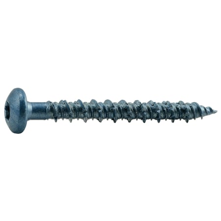 Torquemaster Masonry Screw, 1/4" Dia., Pan, 2-1/4" L, Steel Blue Ruspert, 100 PK 52447